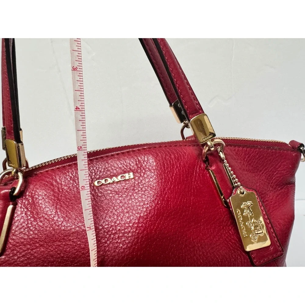 Coach Kelsey Satchel Red Pebbled Leather Gold Hardware Tote Bag Handbag